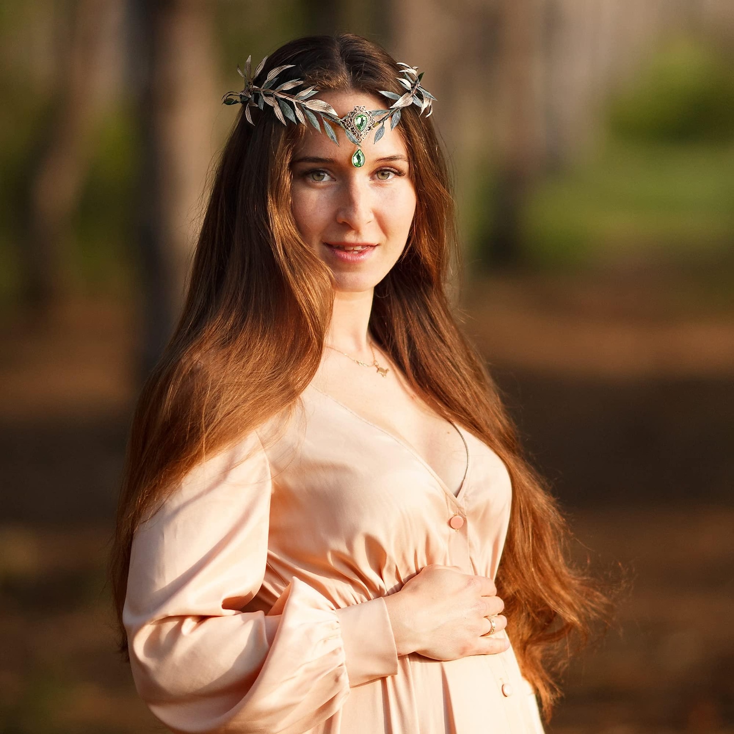 tündérlevél strasszos fejpánt - kézzel készített manó hercegnő fejdísz erdei esküvői virág korona nőknek lányoknak reneszánsz halloween cosplay jelmez haj kiegészítők fotó kellékek 2025 - $18.49 -P4