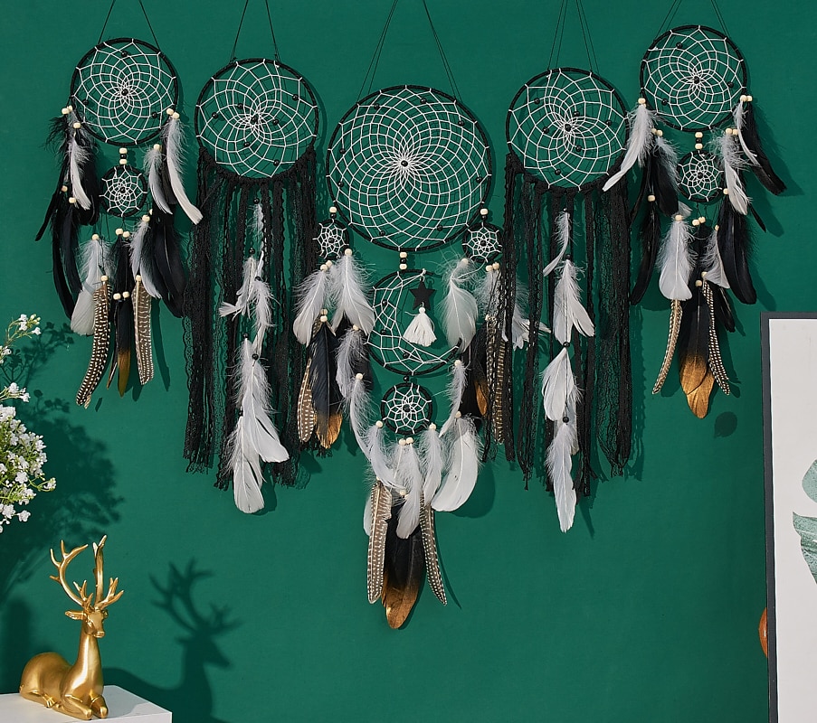 5 pezzi di grandi dimensioni acchiappasogni piuma gancio fiore campanelli eolici decorativo appeso a parete arte decorativa del 2025 a $43.99 –P1