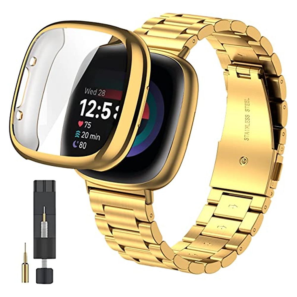 Correa de Smartwatch Compatible con Fitbit Versa 4 Sense 2 Versa 3 Sense Versa 2 Acero Inoxidable Reloj inteligente Correa con caso con herramienta de eliminación Cierre Metálico Correa Deportiva 2025 - $25.99 –P3