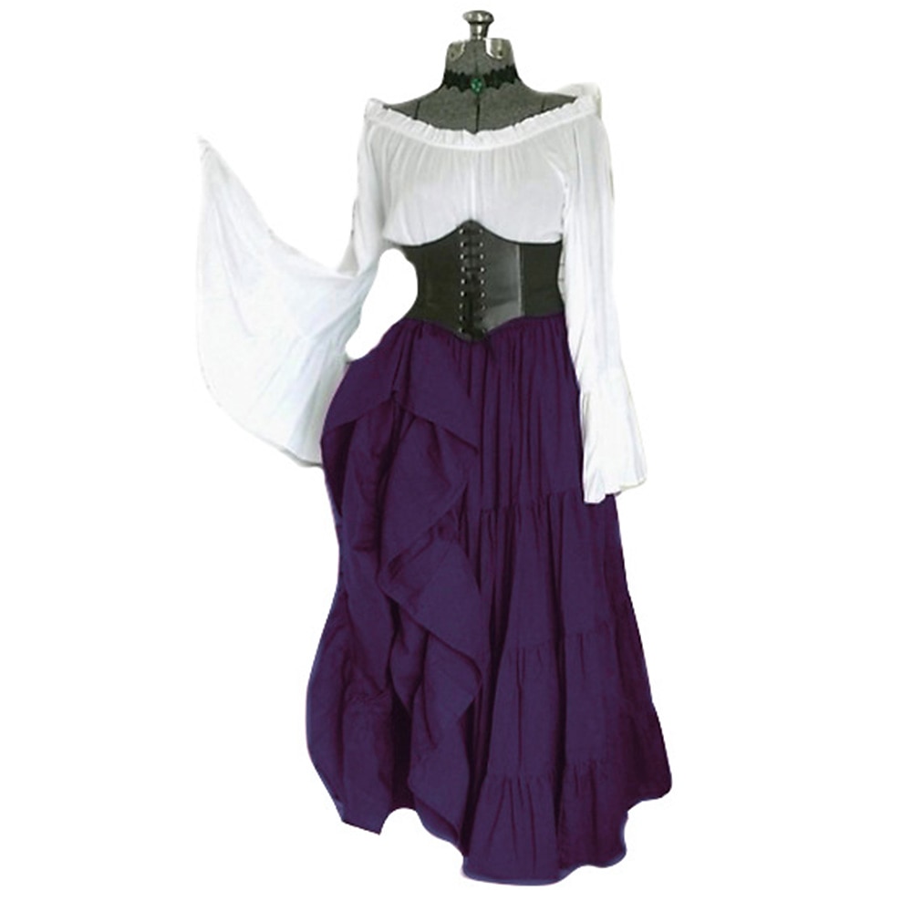 Medieval Ankle Length Dress Corset Movie / TV Theme Costumes Viking Outlander Fancy Dress Women's Celtic Pirate Fantasy Halloween Carnival Masquerade Party & Evening LARP Ren Faire Teen Adults' Dress 2025 - $46.99 –P6
