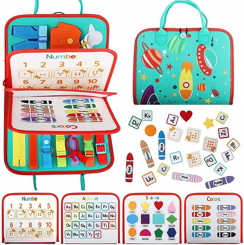 Juguetes Montessori tablero de labores de fieltro bolsa rompecabezas de educación temprana tablero de aprendizaje capacitación Montessori para niños pequeños Materiales de enseñanza Regalo de Navidad 2026 - $37.99 –P13
