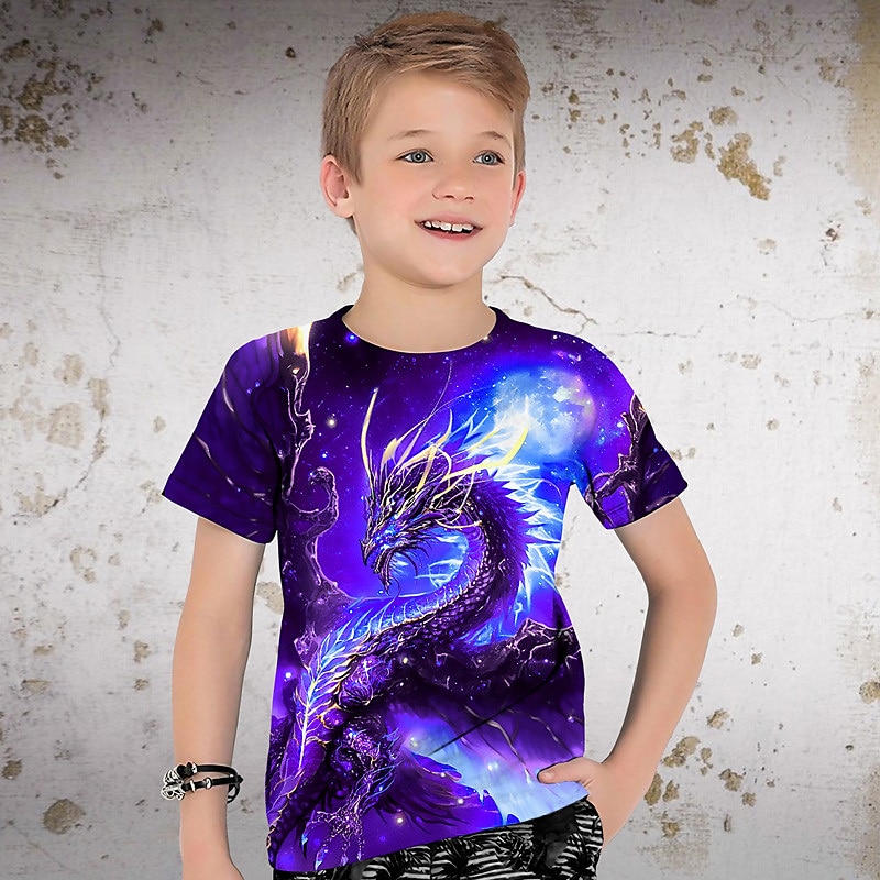 Boys 3D Graphic Animal Dragon T shirt Tee Short Sleeve 3D Print Summer Spring Active Sports Fashion Kids 3-12 Years Outdoor Casual Daily Regular Fit 2025 - $11.99 –P5