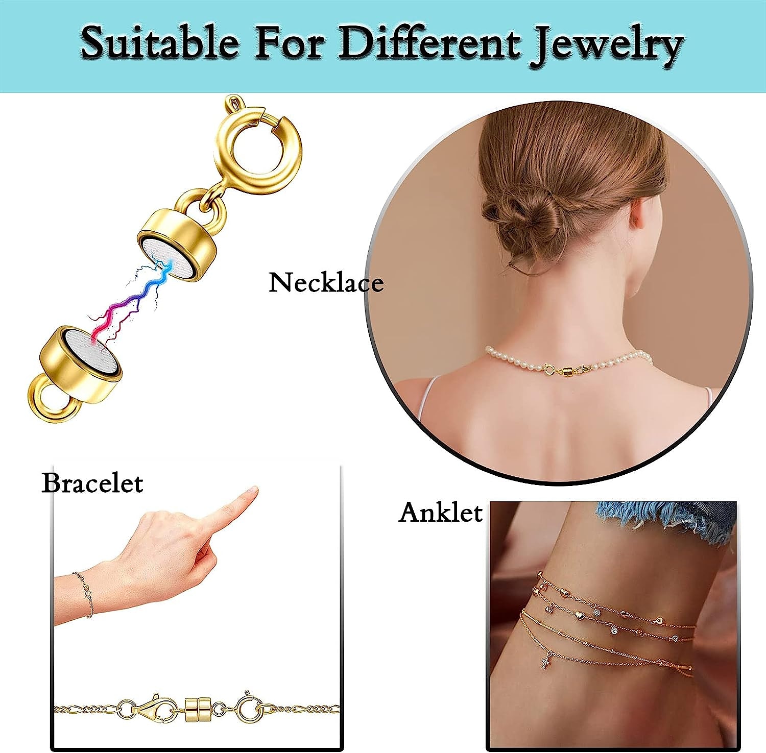 fermagli e chiusure magnetiche per collane - connettori per bracciali placcati in oro e argento per la creazione di gioielli a catena di collane del 2025 a $6.99 –P6
