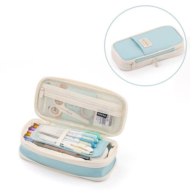 Multifunctional Cosmetic Bag Macaroon Big Capacity Double-layer Canvas Pencil Case Travel Storage Pouch School Supplies, Back to School Gift 2025 - $20.99 –P14