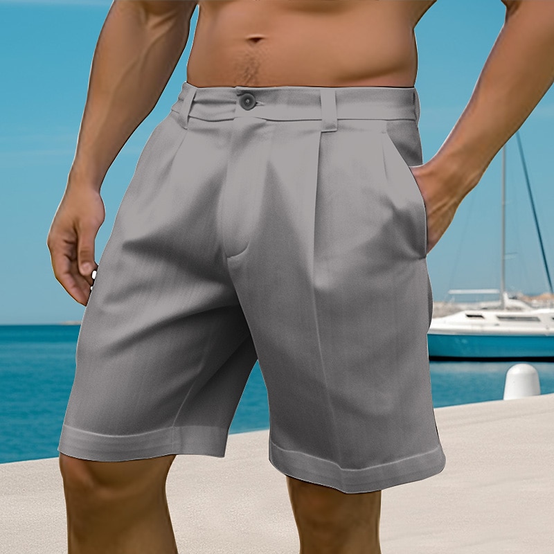 Per uomo Pantaloncini Pantaloncini di lino Pantaloncini estivi Pantaloncini da spiaggia Pulsante Tasche Gamba dritta Liscio Comfort Traspirante Breve Informale Giornaliero Per eventi Misto cotone e del 2025 a $17.99 –P7