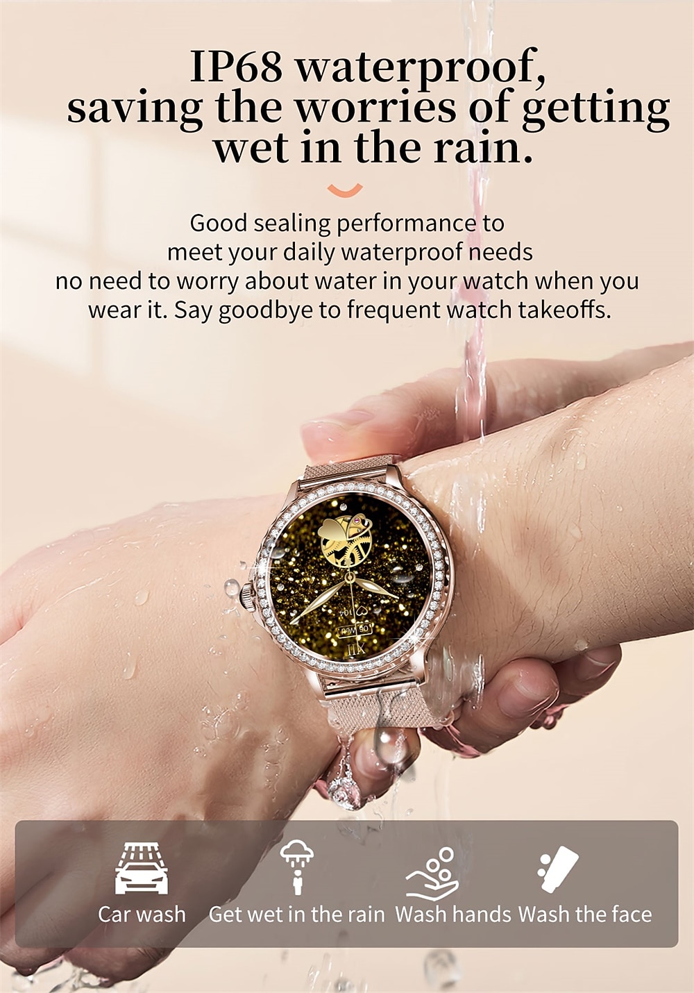 2026年 696 NX19 スマートウォッチ 1.3 インチ スマート·ウォッチ ブルートゥース 歩数計 着信通知 睡眠サイクル計測器 と互換性があります Android iOS 女性 ハンドフリーコール メッセージ受信通知 カスタムダイヤル IP68 43mmウォッチケース  コレクション – $65.99 –P10