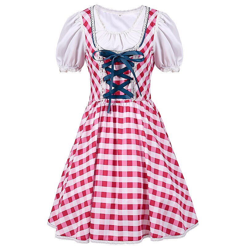 Oktoberfest Dirndl Trachtenkleader Oktoberfest / øl bayerske bayerske Wiesn Tradisjonell stil Enger Dame Tradisjonell stil klut Topp Kjole Forkle 2025 - $48.99 –P6