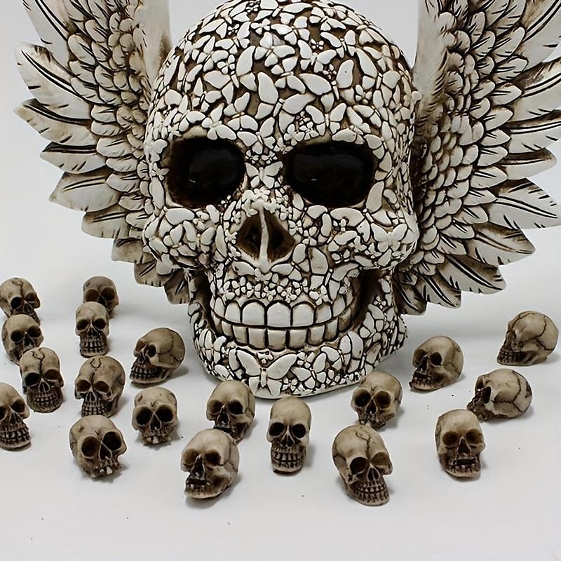 20 Stück Mini-Totenköpfe, Halloween, kleiner Skelettkopf, Blumentopf-Dekor, realistischer Totenkopf, Kunsthandwerk, Gartendekoration, Bonsai, Hofornamente 2025 - $9.49 –P1