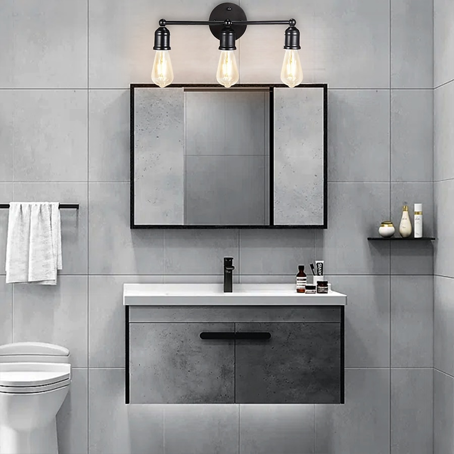 modern fekete smink világító készlet - 3 fényű fürdőszobai fali lámpa tükörhöz, konyhához, hálószobához és nappalihoz 2025 - $42.99 –P2