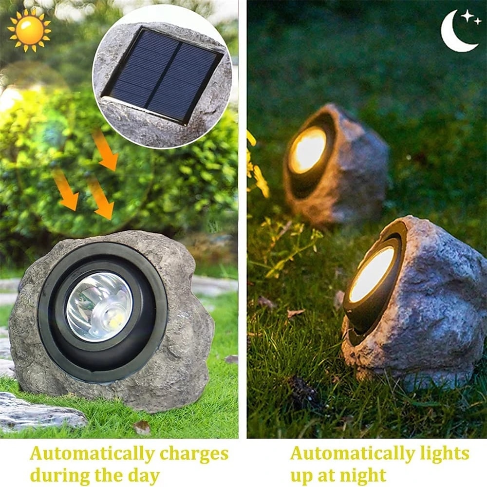 Solar Outdoor Simulation Rock Lights - Waterproof LED Pathway & Garden Spotlight, Solar Path Light for Lawn & Landscape Decor 2025 - $42.99 –P8