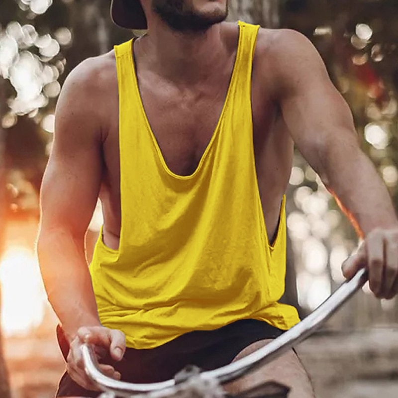 Homme Débardeur Sous-Vêtements T-shirt sans manches Sans manches Col ras du cou Été Couleur Unie Simple Occasionnel Confortable Vacances Rue Quotidien Noir Blanche Jaune T-shirt haut de gamme pour de 2025 ? $12.49 –P5