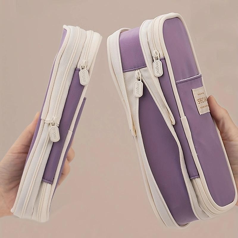 Multifunctional Cosmetic Bag Macaroon Big Capacity Double-layer Canvas Pencil Case Travel Storage Pouch School Supplies, Back to School Gift 2025 - $20.99 –P3