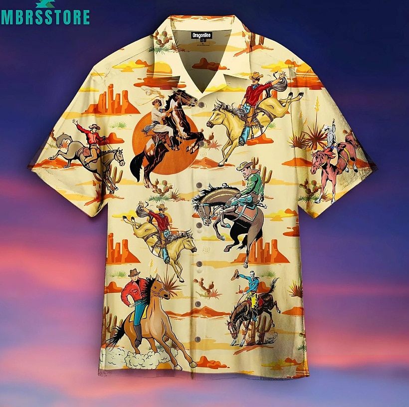 Derby Kentucky Męskie Kowboj Koszula Koszula hawajska Koszula Aloha Krótki rękaw Koszula Wieczorne Zabytkowe Hawajskie Designerskie Na zewnątrz Ulica Codzienny Biały Żółty Rumiany róż Druk 3D S M L 2025 - $24.99 –P2