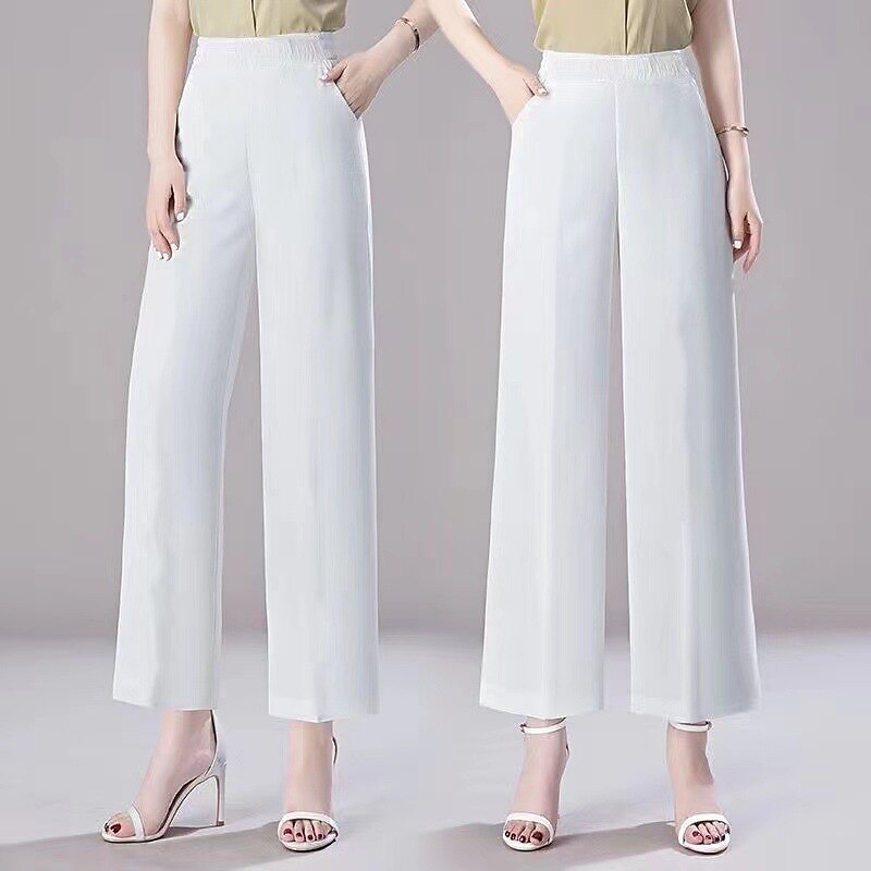 pantaloni da lavoro a gamba larga da donna pantaloni larghi tasca intera microelastico a vita alta streetwear casual strada nero bianco xl 2xl estate primavera del 2025 a $16.99 –P8