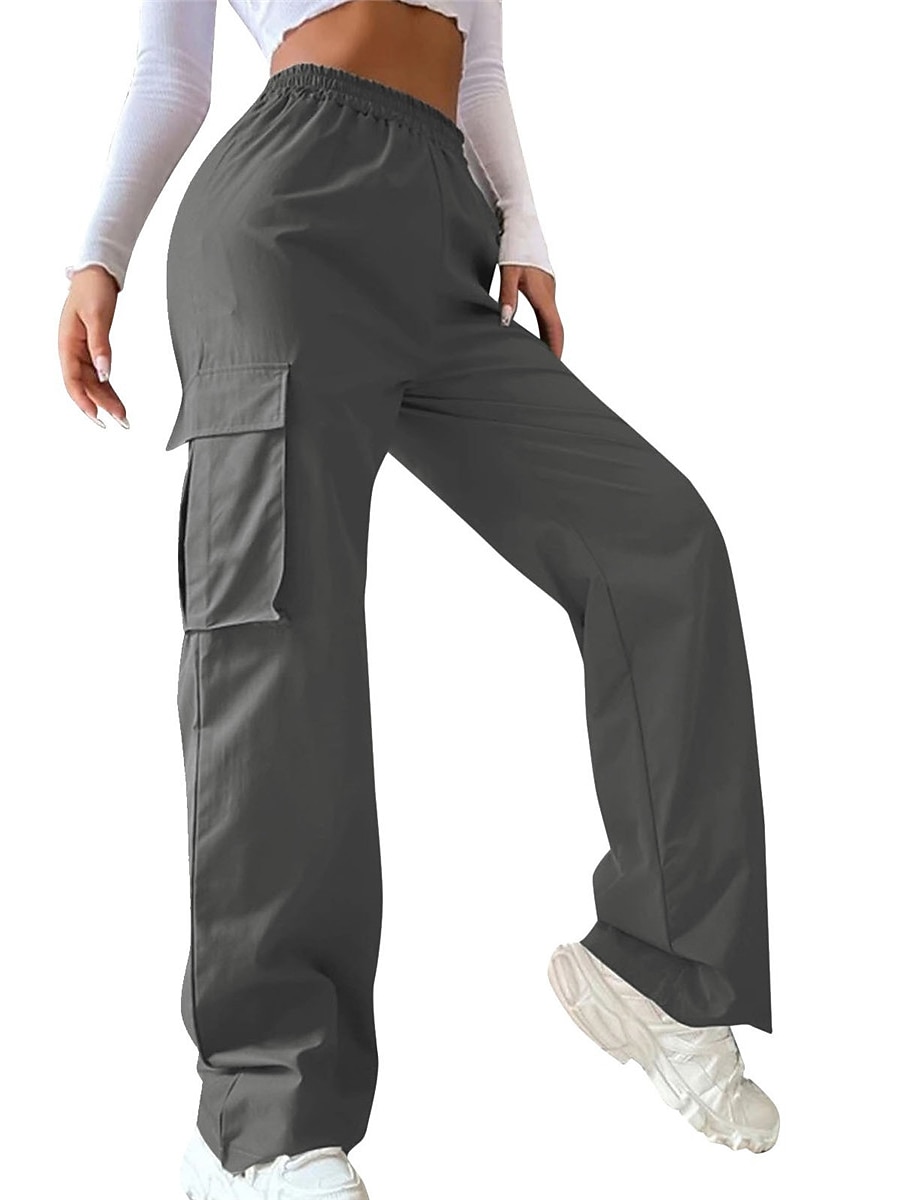 Damen Cargo-Hosen Hosen Hose Fallschirmhose Streetwear Lässig Komfort Volle Länge Hohe Taille Einfach Tasche Elastischer Bund Atmungsaktivität Weich Außenbereich Mikroelastisch Lässig Urlaub 2026 - $29.99 –P11