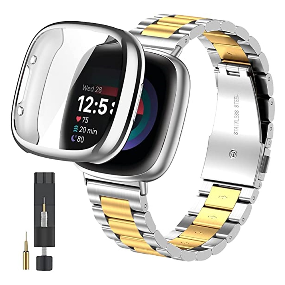 Correa de Smartwatch Compatible con Fitbit Versa 4 Sense 2 Versa 3 Sense Versa 2 Acero Inoxidable Reloj inteligente Correa con caso con herramienta de eliminación Cierre Metálico Correa Deportiva 2025 - $25.99 –P2