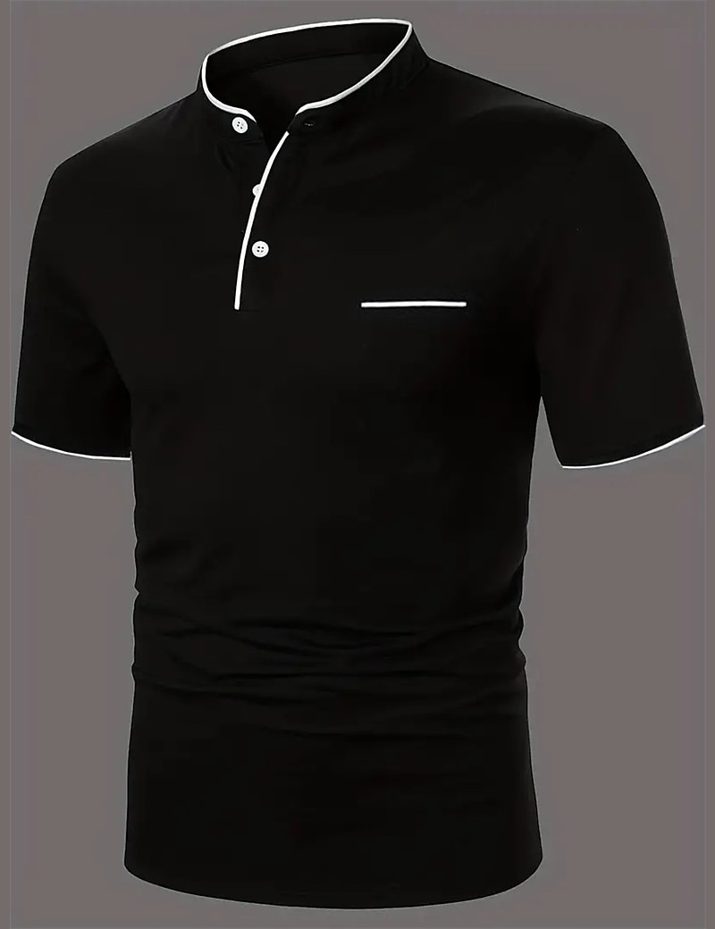 Men's Cotton Blend Polo Shirt Golf Shirt Street Casual Stand Collar Banded Collar Short Sleeve Fashion Basic Plain Classic Summer Regular Fit Navy Black White Red Cotton Blend Polo Shirt 2025 - $20.99 –P5