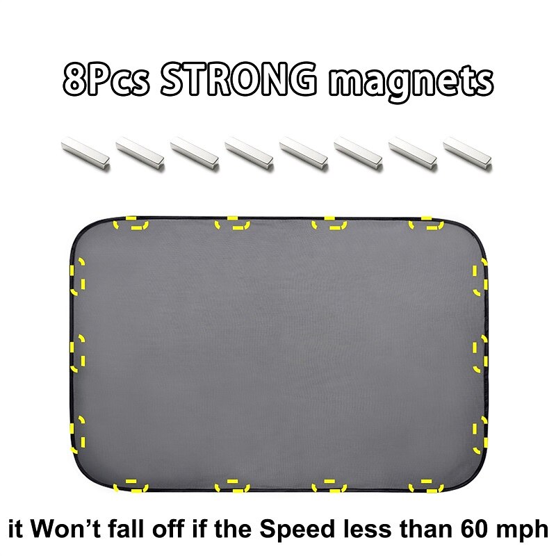 Magnetic Sunroof Shade Cover – Mesh Moon Roof Screen For Camping, Bugs, & Sun – Universal Black