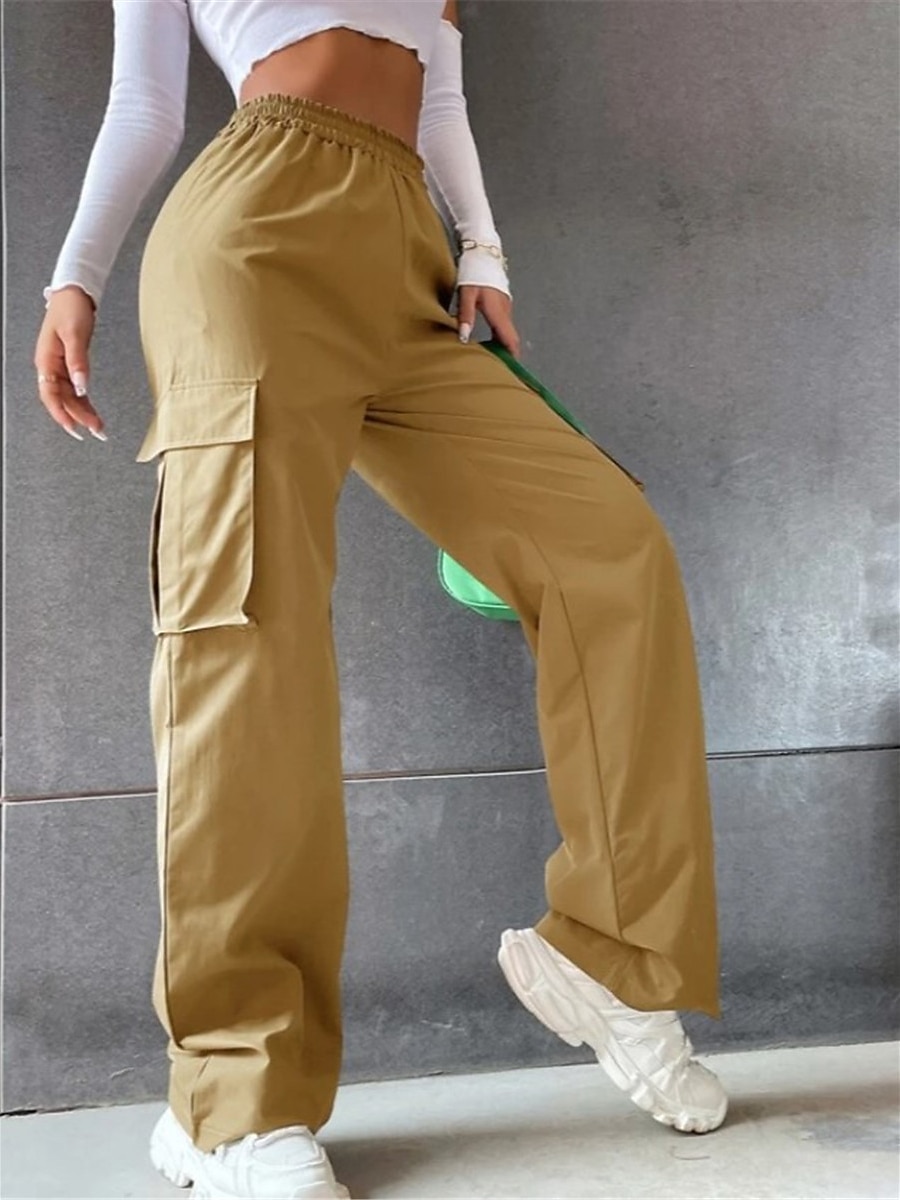 Damen Cargo-Hosen Hosen Hose Fallschirmhose Streetwear Lässig Komfort Volle Länge Hohe Taille Einfach Tasche Elastischer Bund Atmungsaktivität Weich Außenbereich Mikroelastisch Lässig Urlaub 2026 - $29.99 –P6