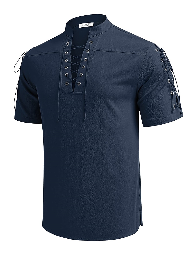 Homens Camisa Social camisa de linho Camisa casual camisa de praia Tecido Férias Havaiana Preto Branco Azul Marron Manga Curta Colarinho Chinês Primavera Verão Roupa Básico de 2026 por $25.99 –P15