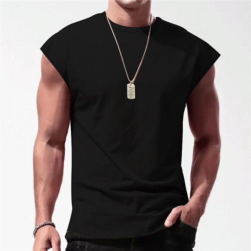 Herr Linne Undertröjor Ärmlös tröja Ärmlös Rund hals Sommar Slät Mode Designer Muskel Utomhus Utekväll Gym Svart Vit Rubinrött Topp t-shirt för män 2025 - $15.99 –P4
