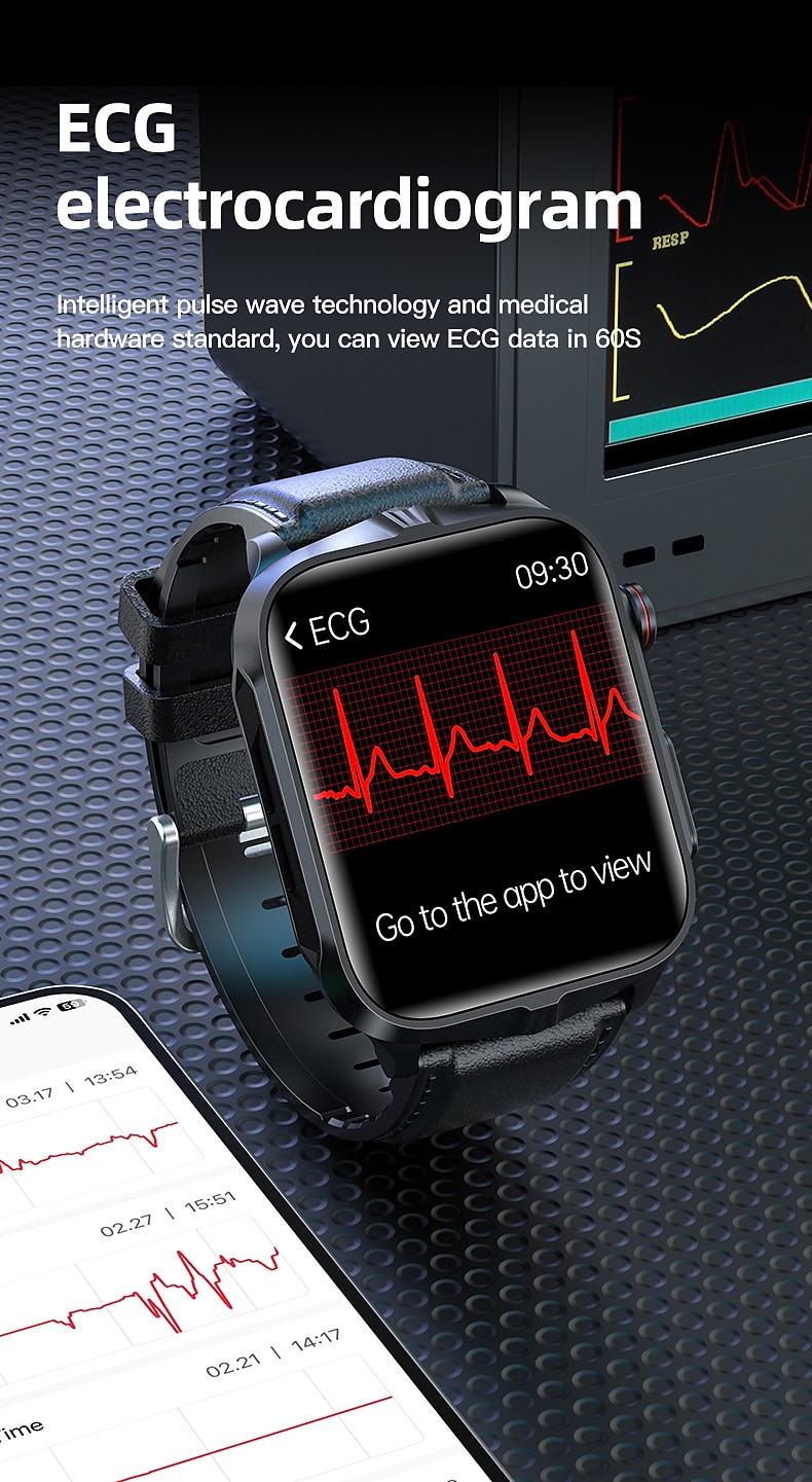 2025年 パルス理学療法 ECG 血糖値 スマートヘルスウォッチ フィットネス ランニングウォッチ Bluetooth 体温モニタリング 万歩計 Android iOS 対応 男女共用 IP68 防水  コレクション – $79.99 –P5