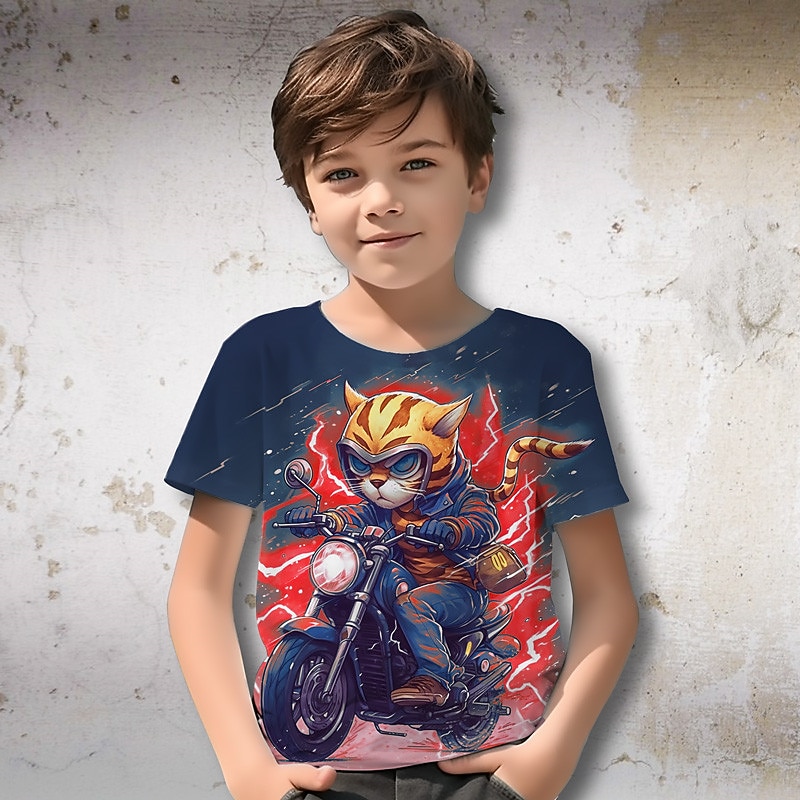 Para Meninos 3D Gráfico Animal Tigre Camisa Camiseta Manga Curta Impressão 3D Verão Primavera Ativo Esportes Moda Infantil 3-12 anos Ao ar livre Casual Diário Normal de 2025 por $11.99 -P3