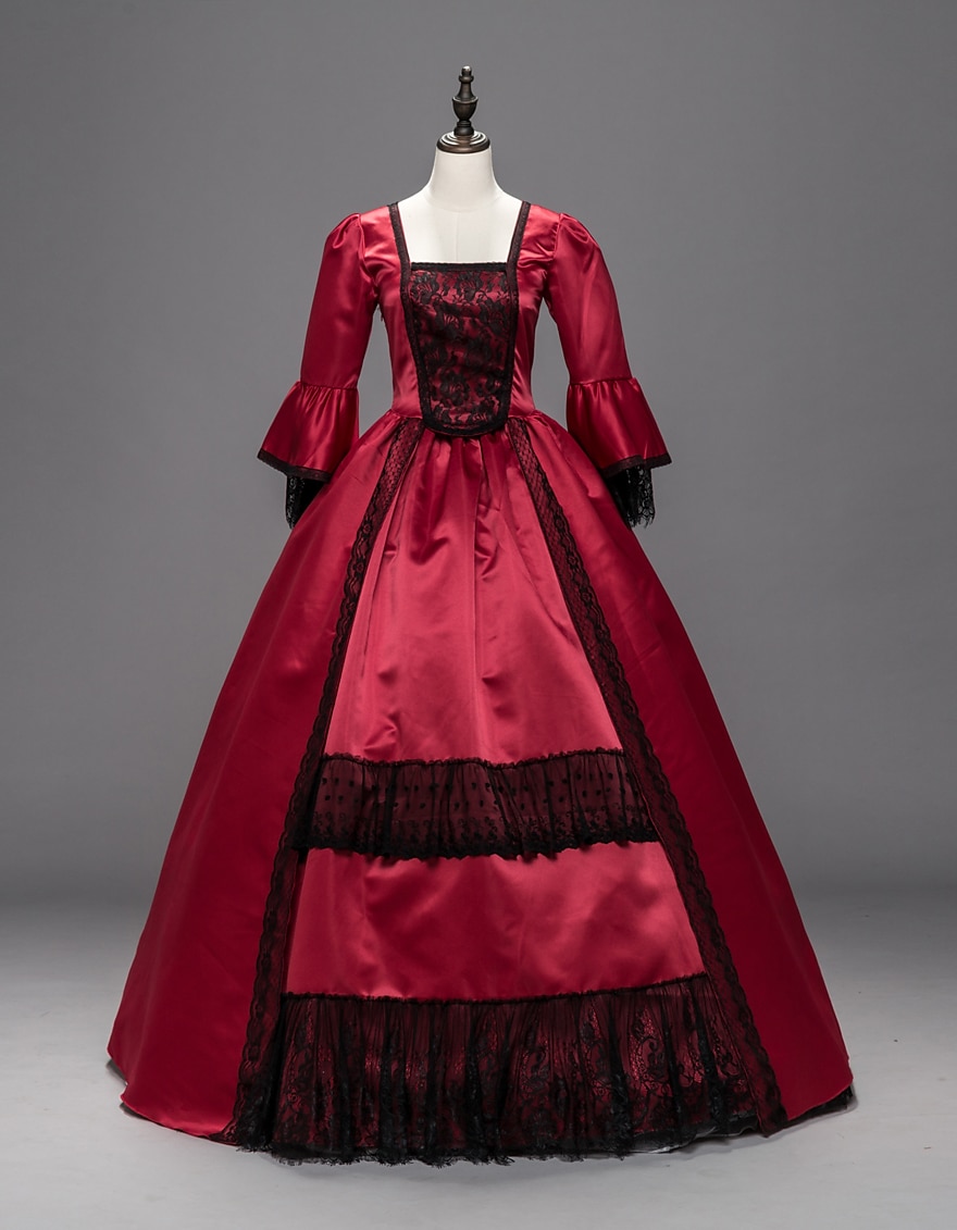 Βίντατζ Ροκοκό Βικτοριανό Μάξι Φορέματα Κοστούμι πάρτι Χορός μεταμφιεσμένων Κανονικό Juliet Σταχτοπούτα Πριγκίπισσα Σαίξπηρ Δαντέλα Πριγκίπισσα Τετράγωνη Λαιμόκοψη Φανταχτερή Φόρεμα 2026 - $131.99 –P1