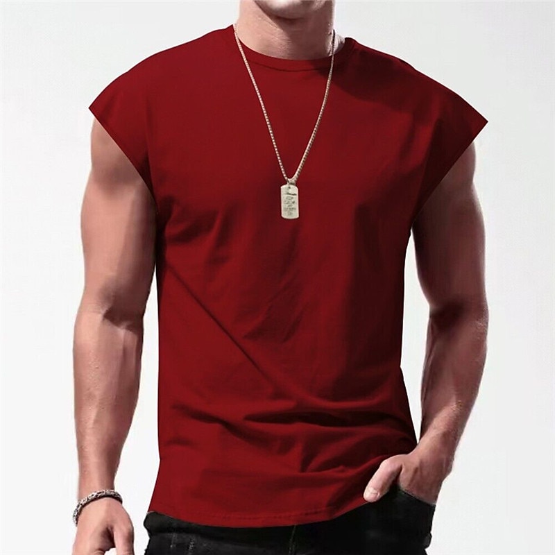 Herr Linne Undertröjor Ärmlös tröja Ärmlös Rund hals Sommar Slät Mode Designer Muskel Utomhus Utekväll Gym Svart Vit Rubinrött Topp t-shirt för män 2025 - $15.99 –P11