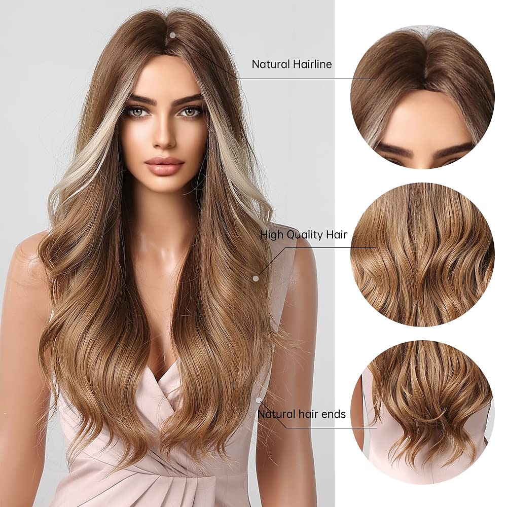 Barbiecore Movie Wigs Blonde Highlight Wigs for Women 26 Inch Long Curly Synthetic Wigs Middle Part Blonde Highlights Hair Wigs Loose Wavy Wigs Heat Resistant 2025 - $29.99 –P10