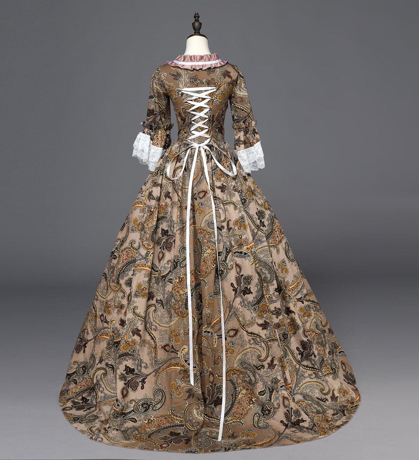 Vintage Rokokoo Viktoriaaninen Maxi Mekot Juhla-asu Naamiaisasu Normaali Juliet hiha Prinsessa Tuhkimo Shakespeare Pitsi Rusetti Prinsessa Nelikulmainen kaula-aukko Naamiaispuku Naisten Tyttöjen 2026 - $143.99 –P8
