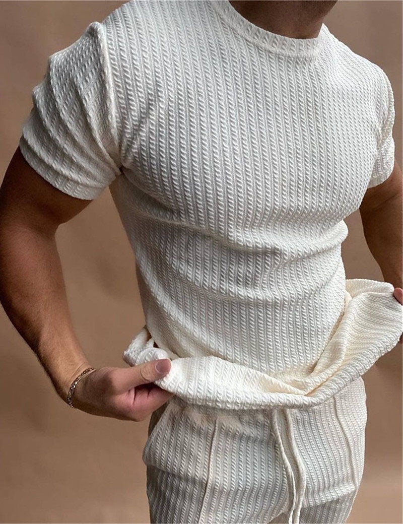 Men's T Shirt Tee Top Short Sleeves Crew Neck Summer Plain Pit Strip Fashion Designer Basic Vacation Street Going out Black White Top Tee for Men 2025 - AU $26.47 –P1