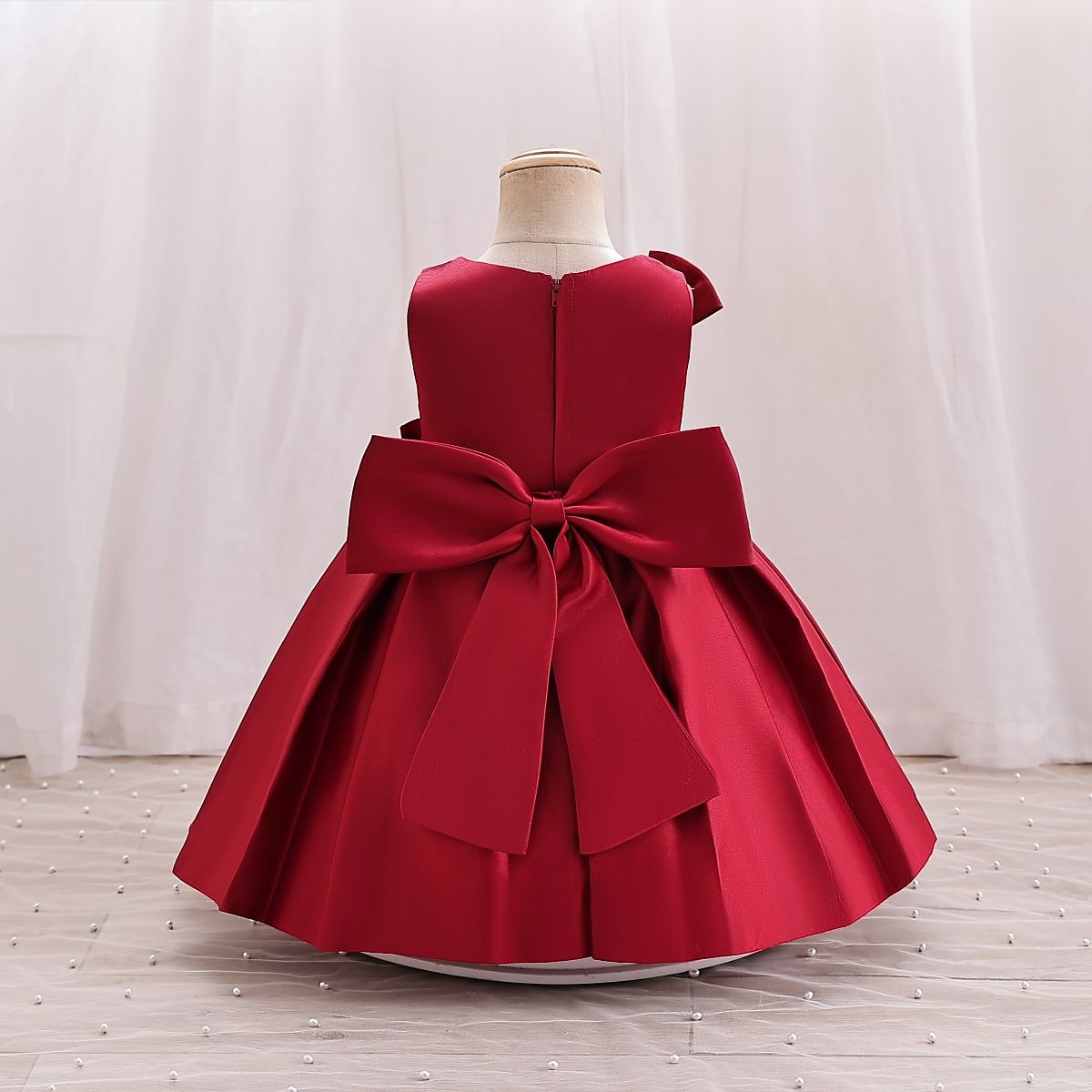 Batole Dívčí Šaty na párty Pevná barva Bez rukávů Výkon Svatební Kravatový uzel Roztomilý Princeznovské Polyester Midi Šaty na párty Léto Jaro 3-7 let Světlá růžová Rubínově červená Trávová zelená 2025 - $34.99 –P9