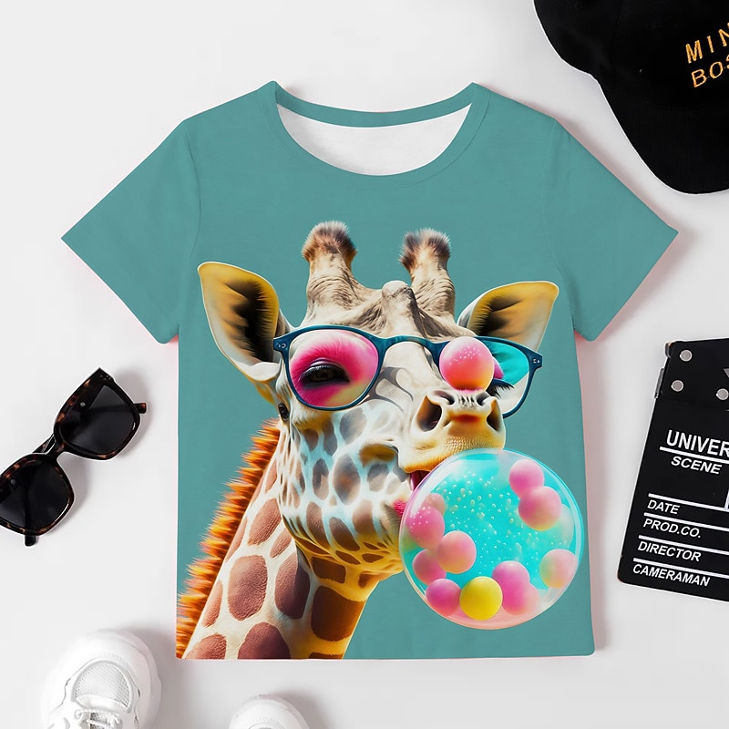 Para Meninas 3D Gráfico Desenho Animado Girafa Camisa Camiseta Manga Curta Impressão 3D Verão Primavera Ativo Moda Estilo bonito Infantil 3-12 anos Ao ar livre Casual Diário Normal de 2026 por $11.99 –P15