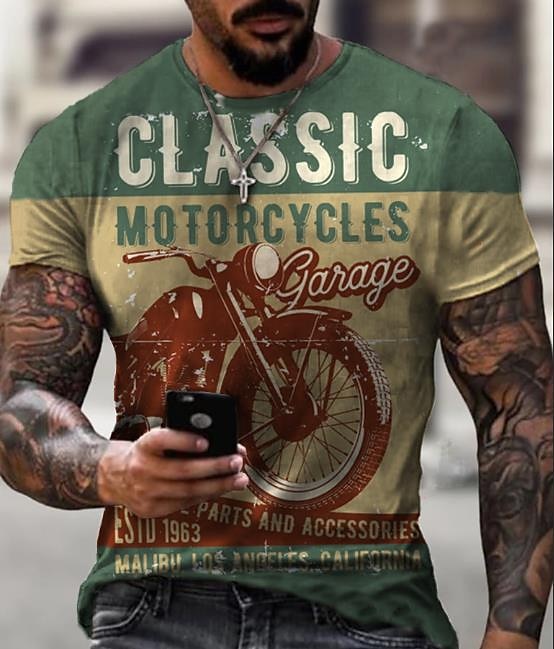 Retro Motorcycle Men's T-shirt Vintage Style Graphic Tee