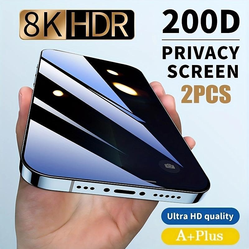 2025年 2 PCS スクリーンプロテクター 用途 Apple iPhone 16 iPhone 15 プロマックスプラス iPhone 14 13 12 11 Pro Max Mini X XR XS Max 8 7 Plus 強化ガラス 覗き見防止 硬度9H 気泡防止 指紋防止 3Dタッチ対応  コレクション – $10.99 –P1