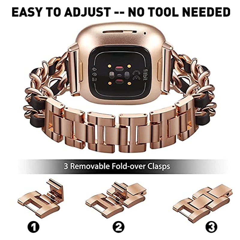 Умный ремешок для часов Совместим с Фитбит Versa 4, Sense 2, Versa 3, Sense Fitbit Versa 2 Versa Lite Нержавеющая сталь Умные часы Ремень с чехлом Металлическая застежка Защита от удара 2025 - $15.99 –P5