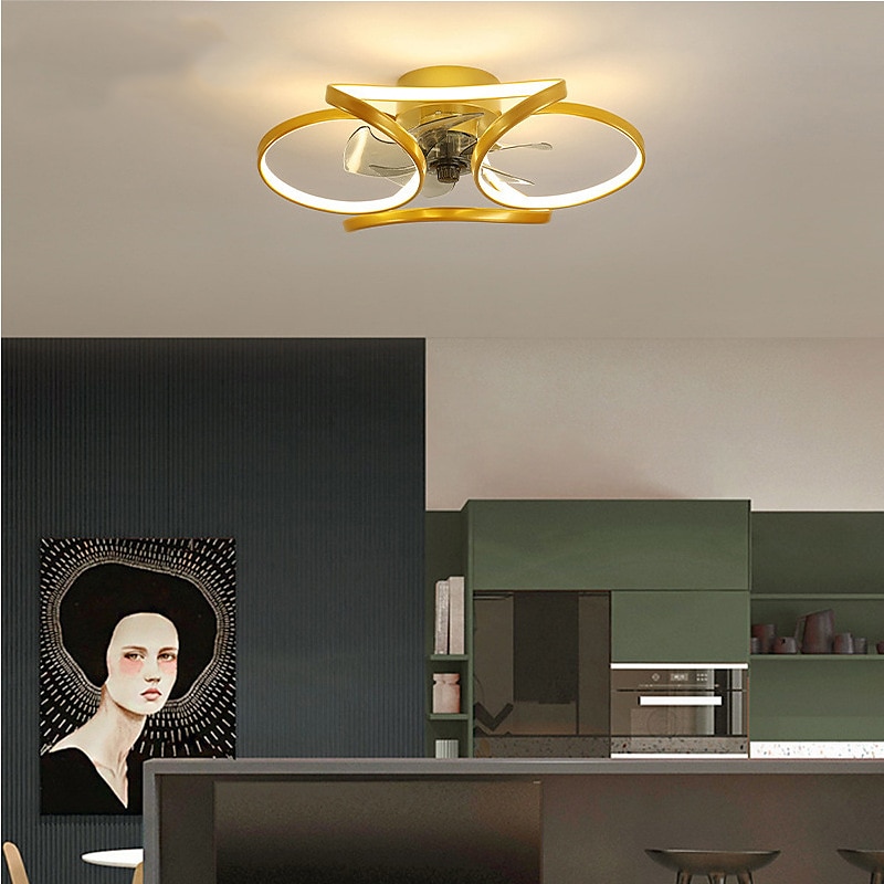 LED Ceiling Fans Dimmable with Remote Contral Flower Design 55cm Flush Mount Ceiling Lamp Acrylic Lampshade Chandelier Bedroom Living Room 2025 - $215.89 –P5
