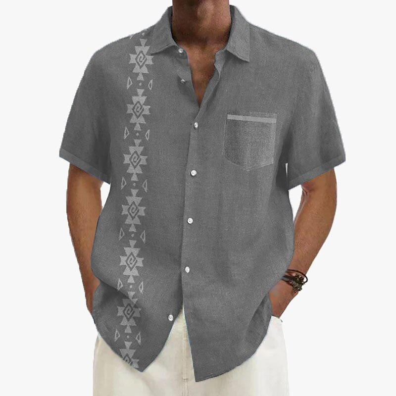 Férfi Gombos póló Rövid ujjú Szüret Hawaii Alkalmi Vakáció Hétköznapi Nyár Tavasz Galléros ingek Begombol Zseb 3D nyomtatás finom Khaki+Khaki Fekete Világoszöld Sötétkék Tengerészkék 2025 - $24.99 –P5