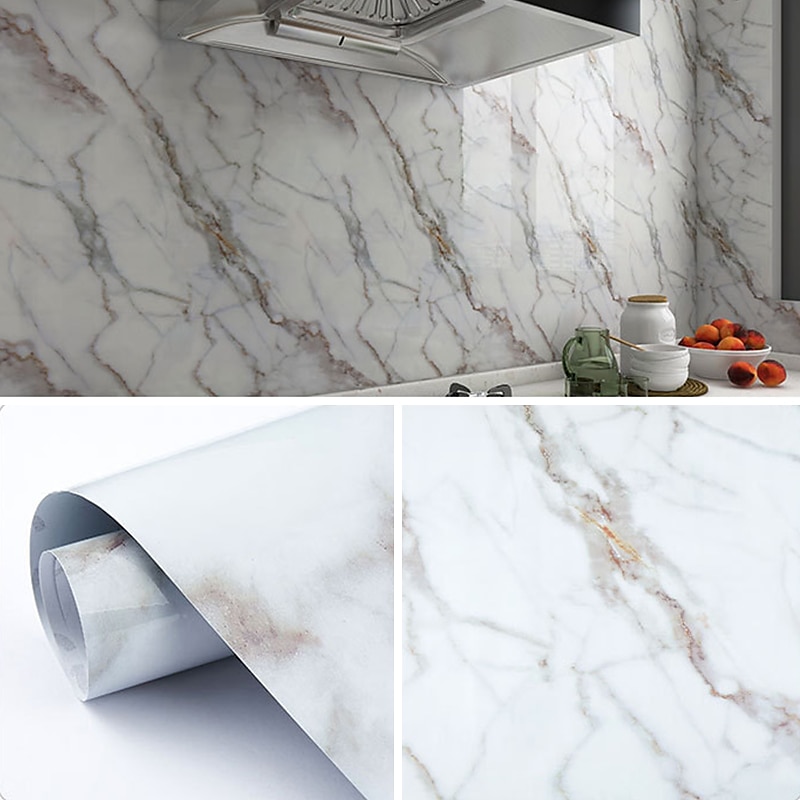 cool wallpapers marmeren behang muurschildering waterdicht oliebestendig vochtbestendig meubels renovatie zelfklevend gemakkelijk verwijderbare wandbekleding keuken aanrecht kast plank voering 2025 - $13.99 –P11