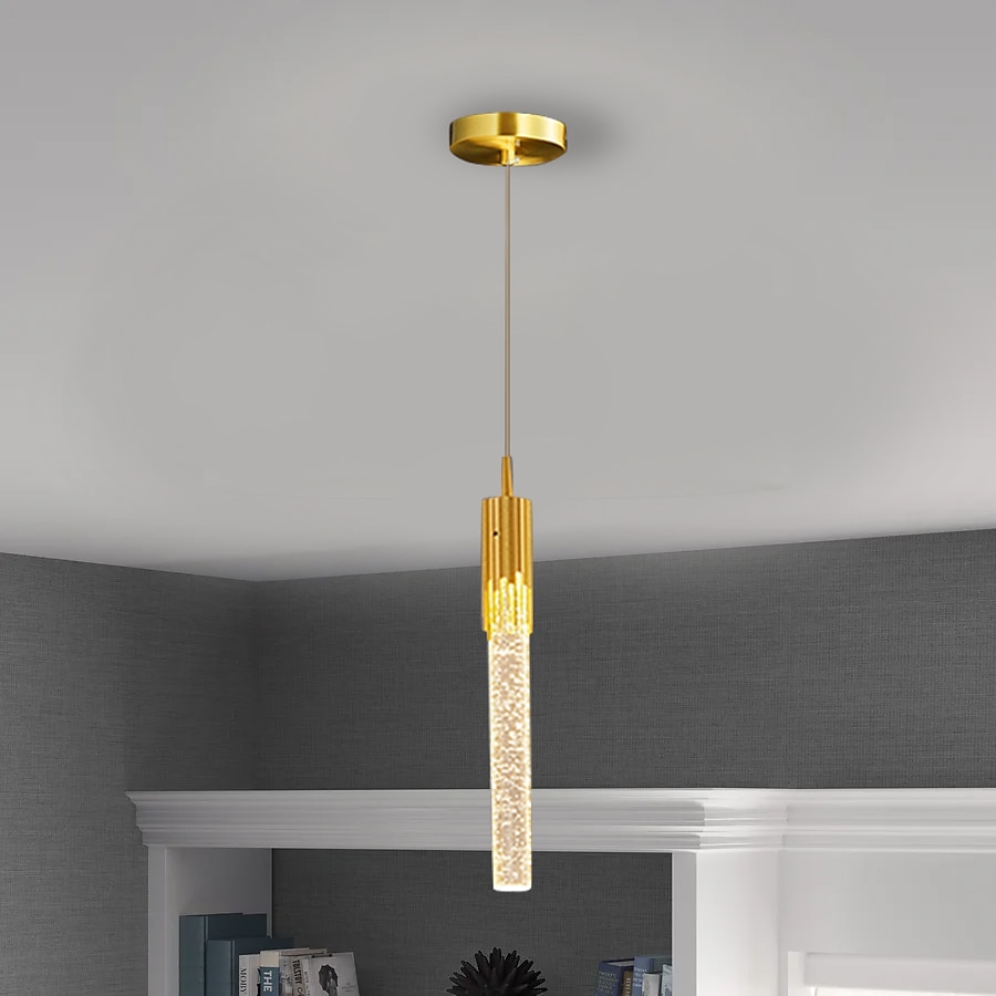 lampada a sospensione a led dimmerabile 1/2/4/5/8 testa lampada moderna in cristallo per isola da cucina, illuminazione a sospensione regolabile per isola cucina, lampadario a led in oro nero per sala del 2025 a $490.49 –P12