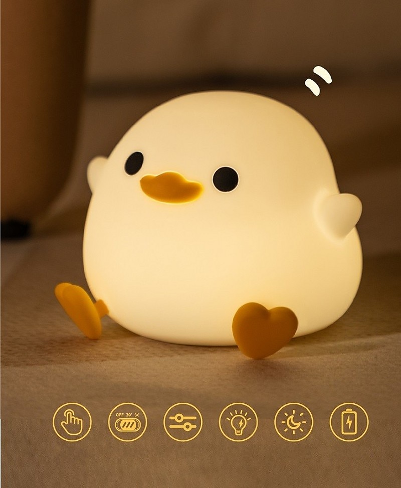 Led mignon haricot canard veilleuse mignon animal silicone pépinière veilleuse rechargeable lampe de table lampe de chevet avec capteur tactile pour chambres salon de 2025 ? $39.99 –P3