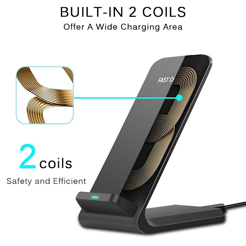 Fast Charger 15W Qi Wireless Charging Station for Iphone 13 12 11 Pro X Xs Xr 8 Samsung Galaxy S21 S20 Note20 S10 S9 Huawei Xiaomi Mobile Phone Charger Dock Stand Holder 2025 - $19.99 –P8