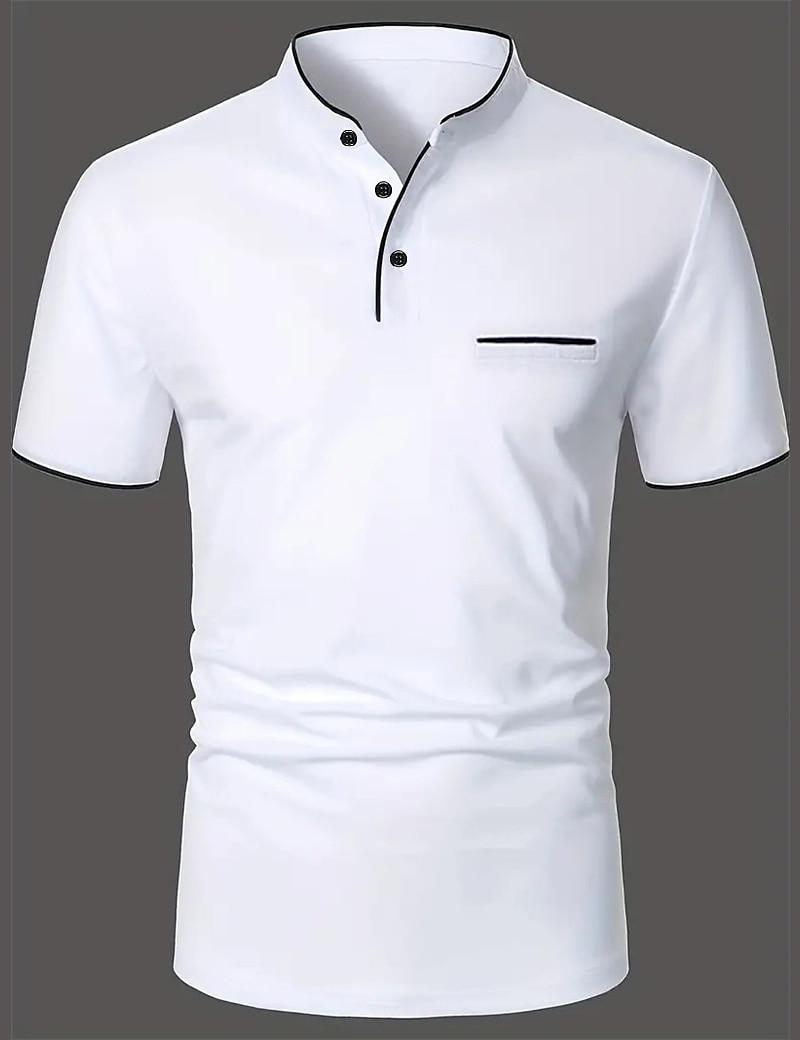 Men's Cotton Blend Polo Shirt Golf Shirt Street Casual Stand Collar Banded Collar Short Sleeve Fashion Basic Plain Classic Summer Regular Fit Navy Black White Red Cotton Blend Polo Shirt 2025 - $20.99 –P2
