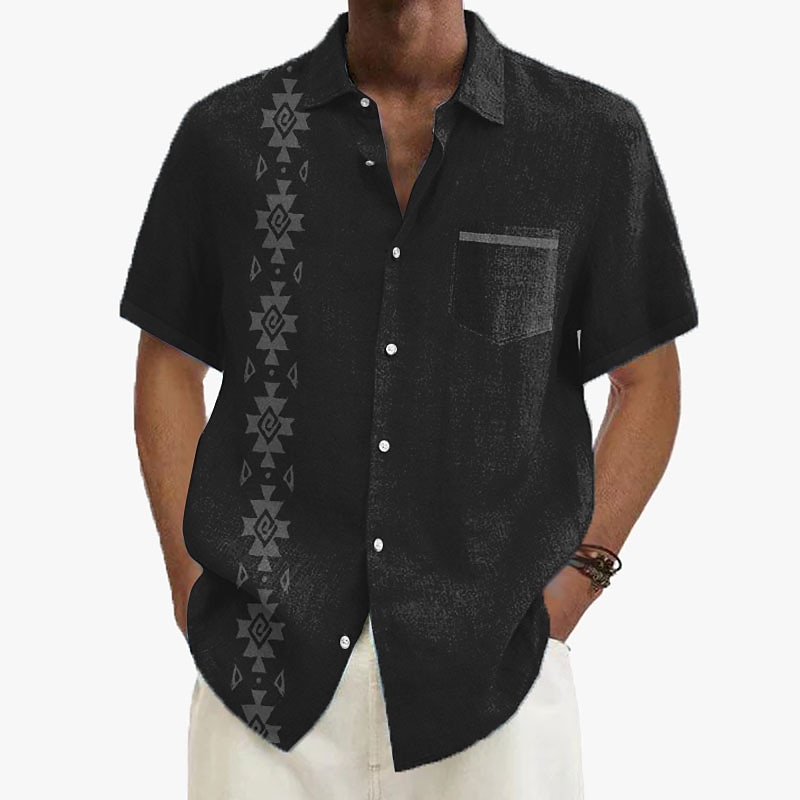 Férfi Gombos póló Rövid ujjú Szüret Hawaii Alkalmi Vakáció Hétköznapi Nyár Tavasz Galléros ingek Begombol Zseb 3D nyomtatás finom Khaki+Khaki Fekete Világoszöld Sötétkék Tengerészkék 2025 - $24.99 –P4