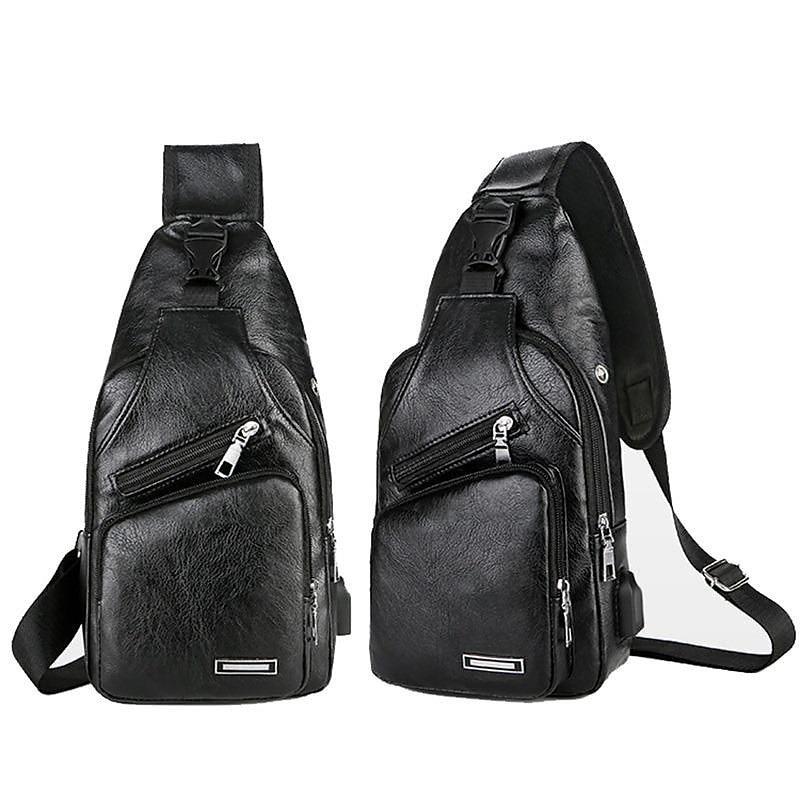 Fashion Men's Casual Crossbody Pouch PU Leather Shoulder Bag Leisure Chest Pack 2025 - $14.99 –P3