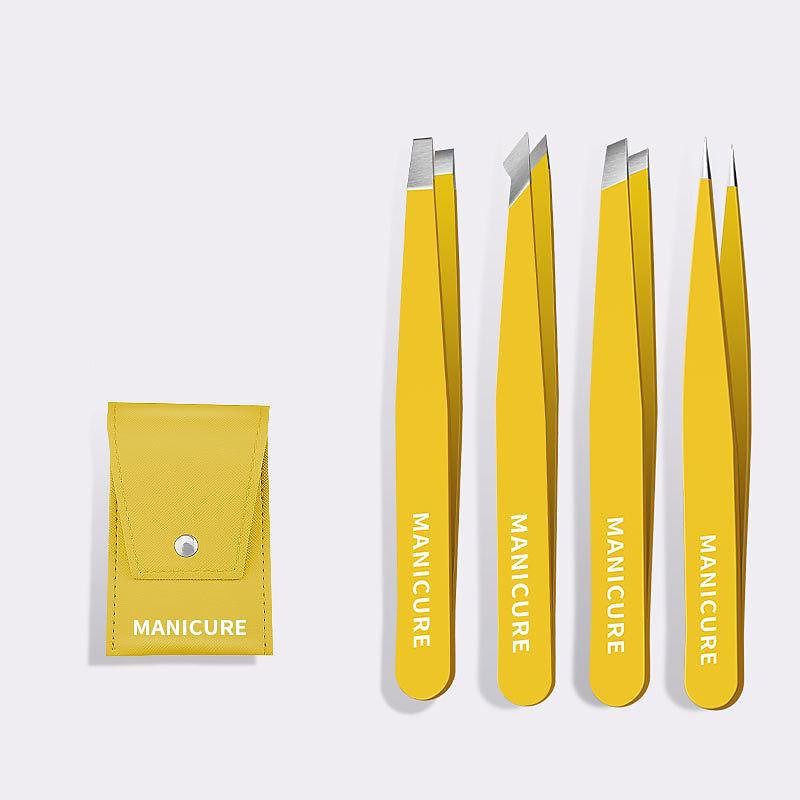 4pcs pince à épiler de précision professionnelle inclinée et à pointe pointue ensemble d'outils de plumeuse de sourcils pour les poils incarnés, pince à épiler avec cuir de 2025 ? $9.49 –P7