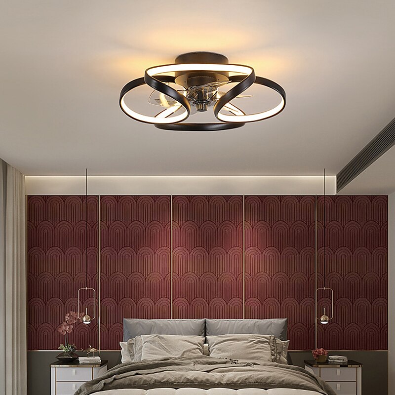 LED Ceiling Fans Dimmable with Remote Contral Flower Design 55cm Flush Mount Ceiling Lamp Acrylic Lampshade Chandelier Bedroom Living Room 2025 - $215.89 –P6