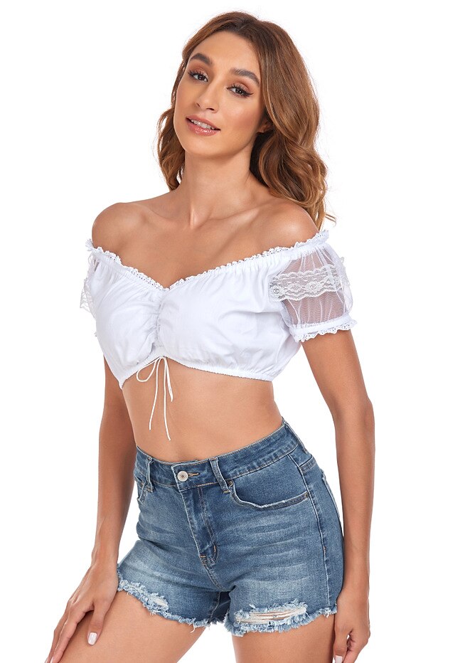 Carnevale Birra Oktoberfest Costume Blusa Dirndl Oktoberfest / Birra Bavarese Wiesn Stile Tradizionale Prati Per donna Panno in stile tradizionale Top del 2025 a $24.99 –P5