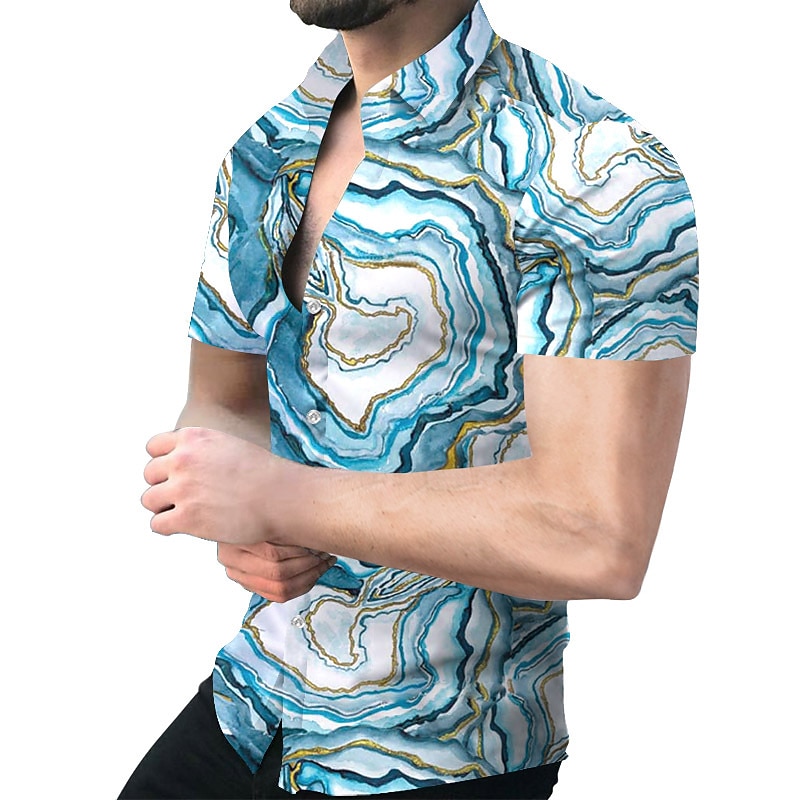 Per uomo Camicia Camicie Geometrica Esterno Informale Nero Bianco Giallo Rosso Manica corta Collare cubano Estate Primavera Abbigliamento Stampa del 2026 a $25.99 –P2